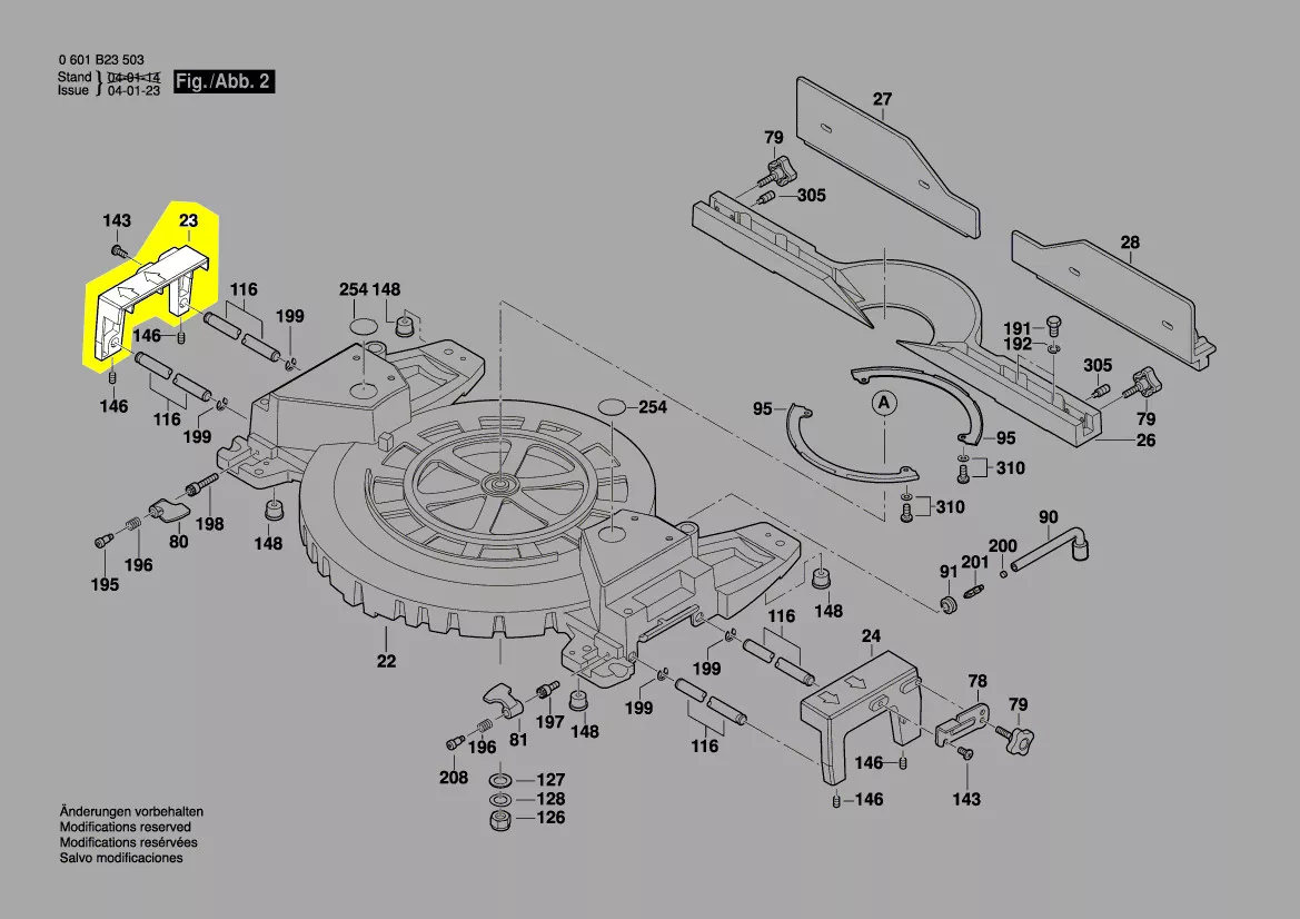 Pied rallonge gauche réf. 1 609 902 215 Bosch